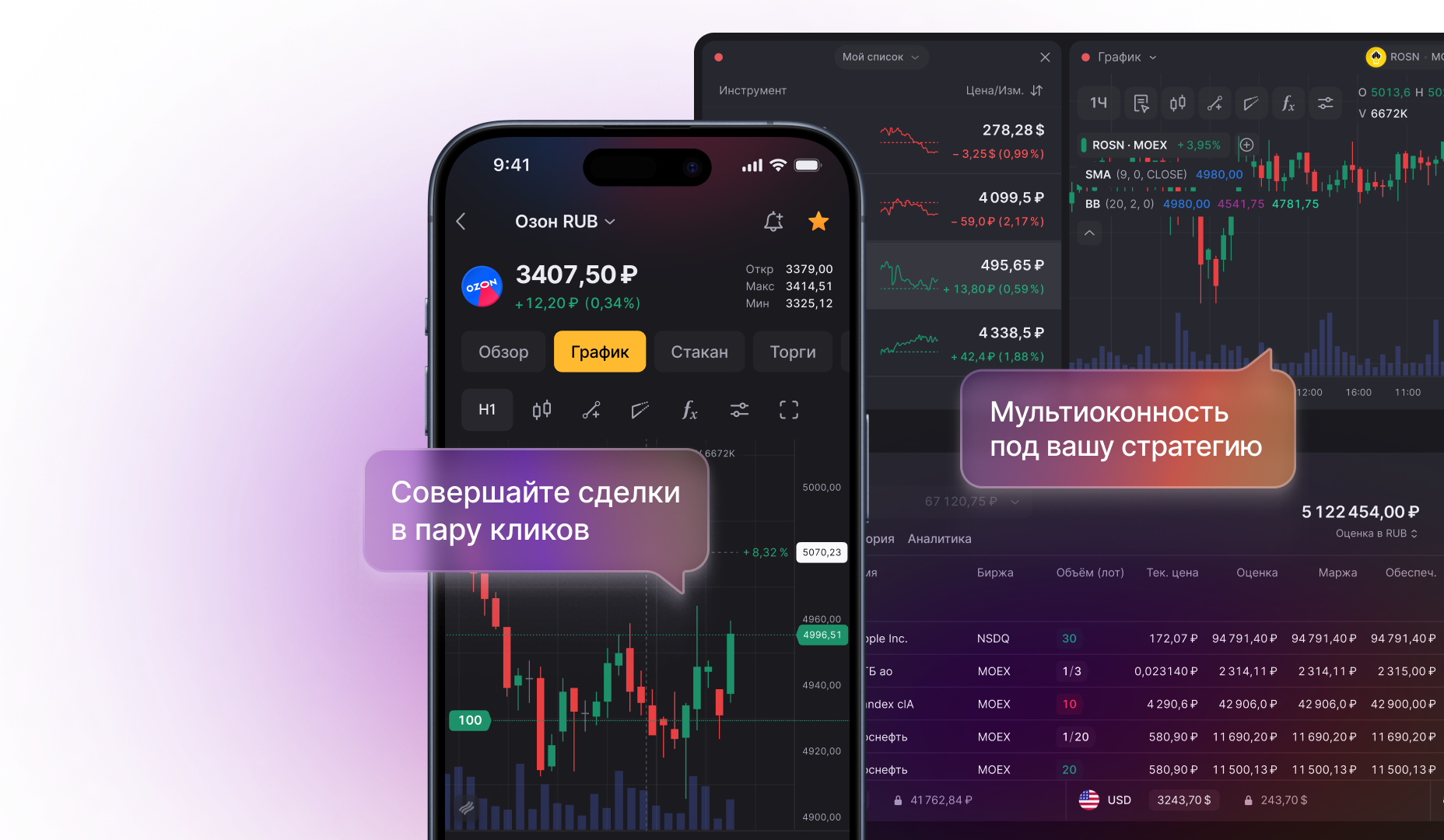 Интерфейс приложения FinamTrade